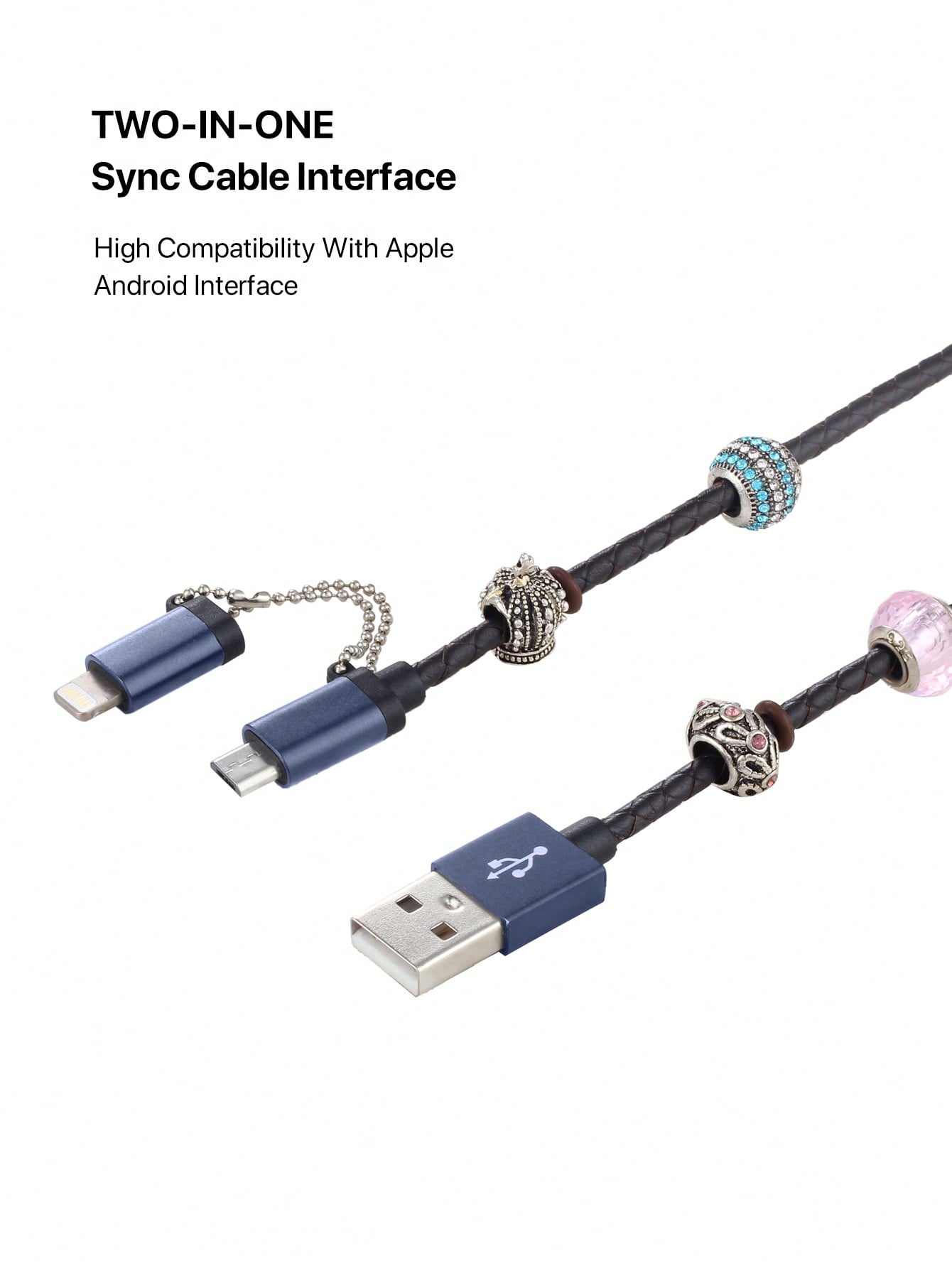 D8 DIY Handmade Beaded MFi Certified 2-in-1 iPhone & Micro USB Charger Cable