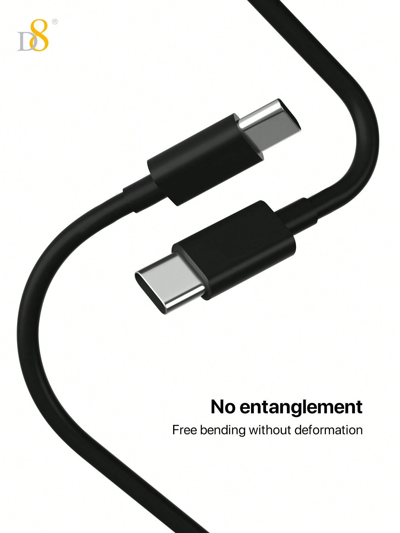 D8 2-Pack USB C to USB C Cable - Fast Charging, 60W, 3.3ft, Nylon Braided