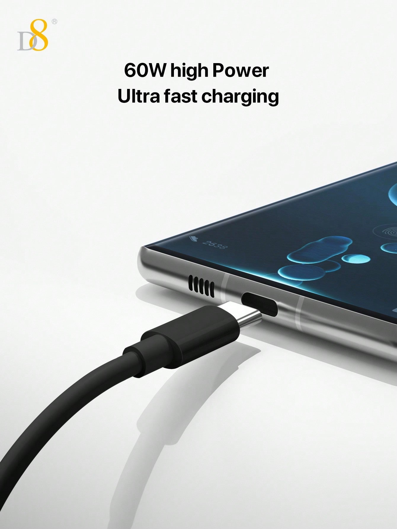 D8 2-Pack USB C to USB C Cable - Fast Charging, 60W, 3.3ft, Nylon Braided