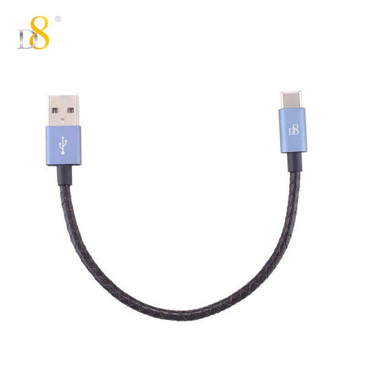 D8 15CM Genuine Leather USB to Type-C Charging Cable