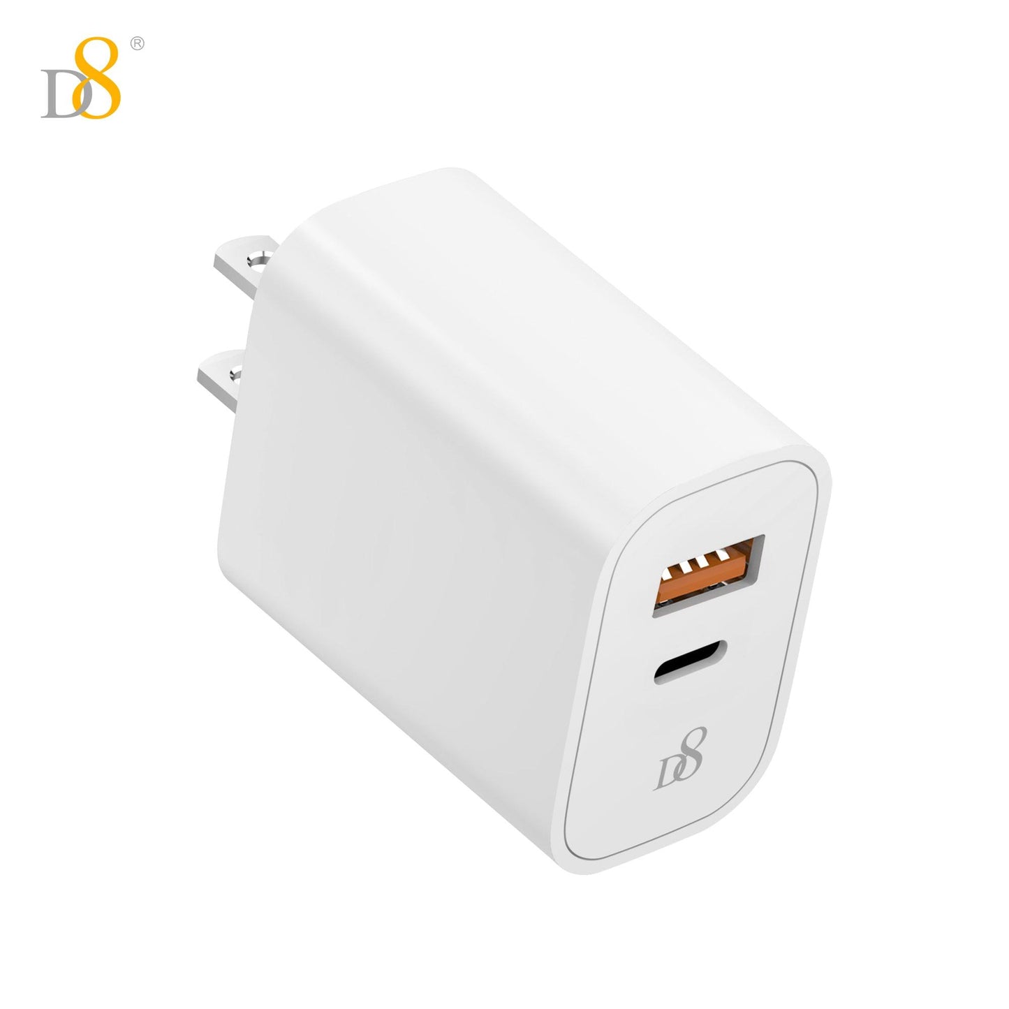 D8 20W Fast Charging Dual Port USB+TYPE-C Wall Charger
