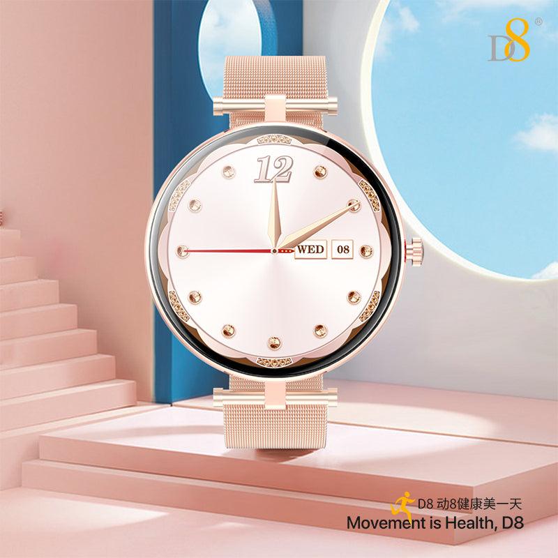 Pink Smart Watch for Women | Genuine Leather - Dynamic8