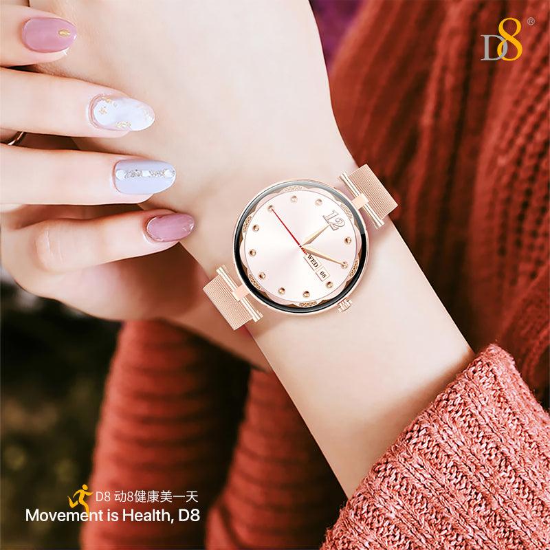 Pink Smart Watch for Women | Genuine Leather - Dynamic8