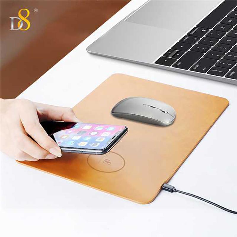 Dynamic8 Wireless Charger Mouse Pad | PU/Leather, 7.5-10W, Brown