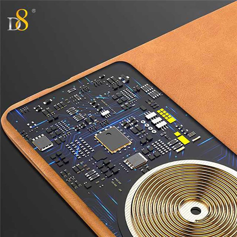 Dynamic8 Wireless Charger Mouse Pad | PU/Leather, 7.5-10W, Brown