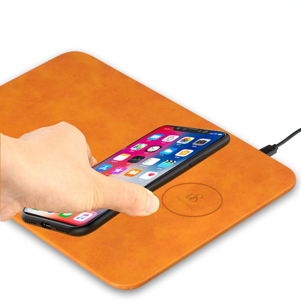 Dynamic8 Wireless Charger Mouse Pad | PU/Leather, 7.5-10W, Brown