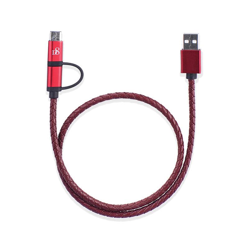 D8 2in1 Micro & USB-C PU Leather Cable Top Charging Solution