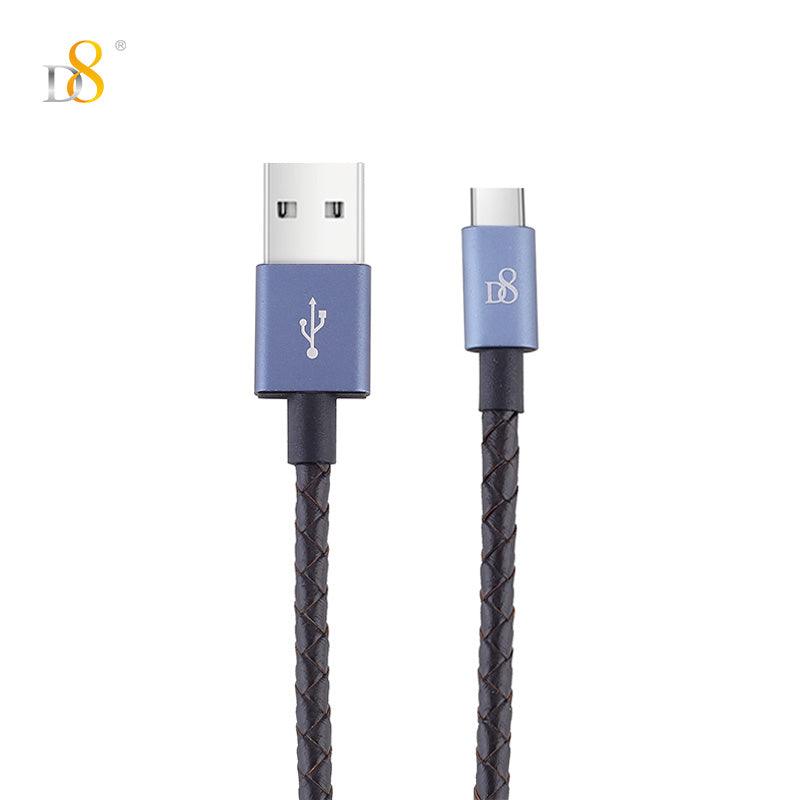 D8 15CM Genuine Leather USB to Type-C Charging Cable