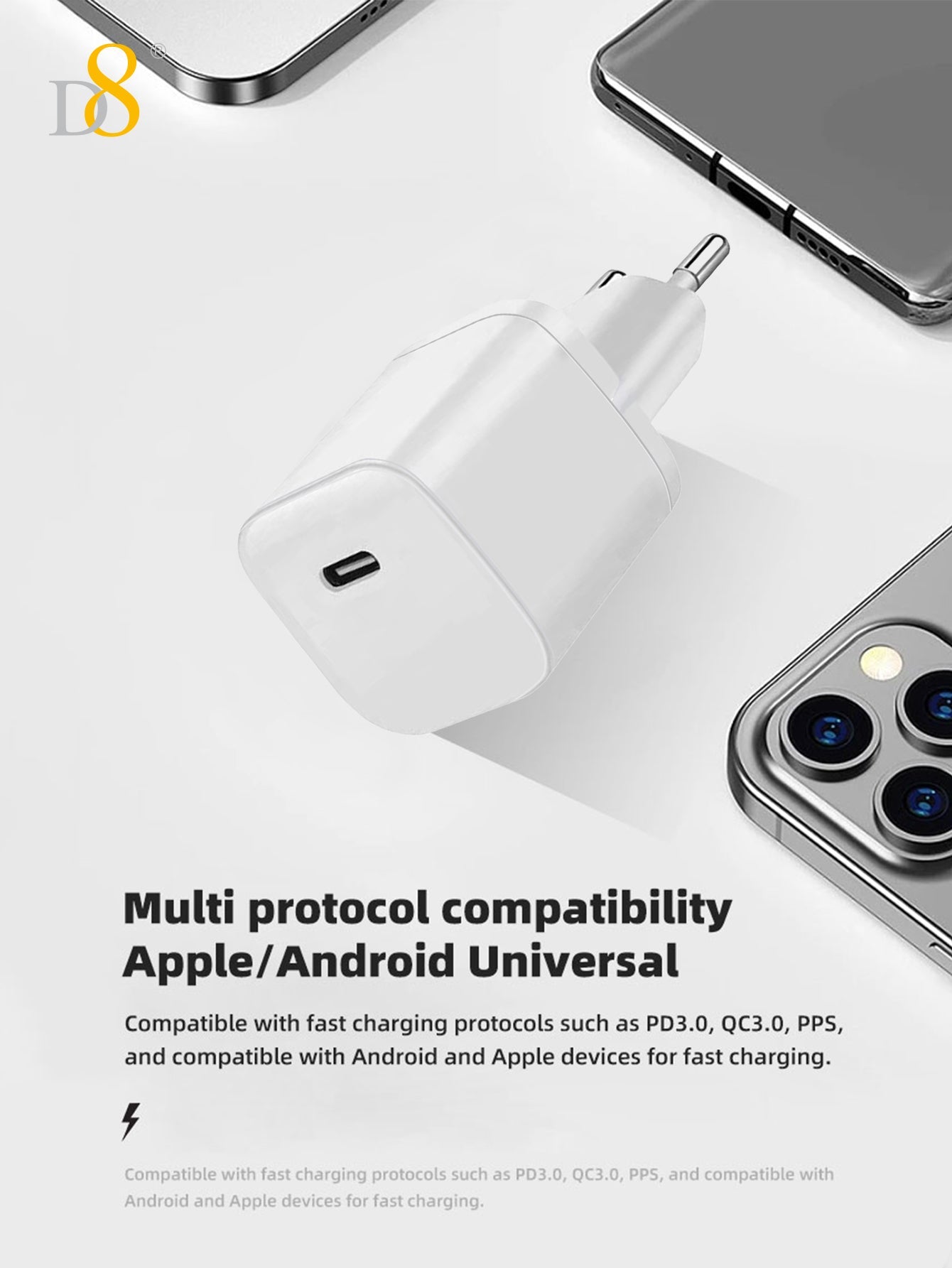 33W USB-C Wall Charger – Fast Charging for iPhone & MacBook | Dynamic8