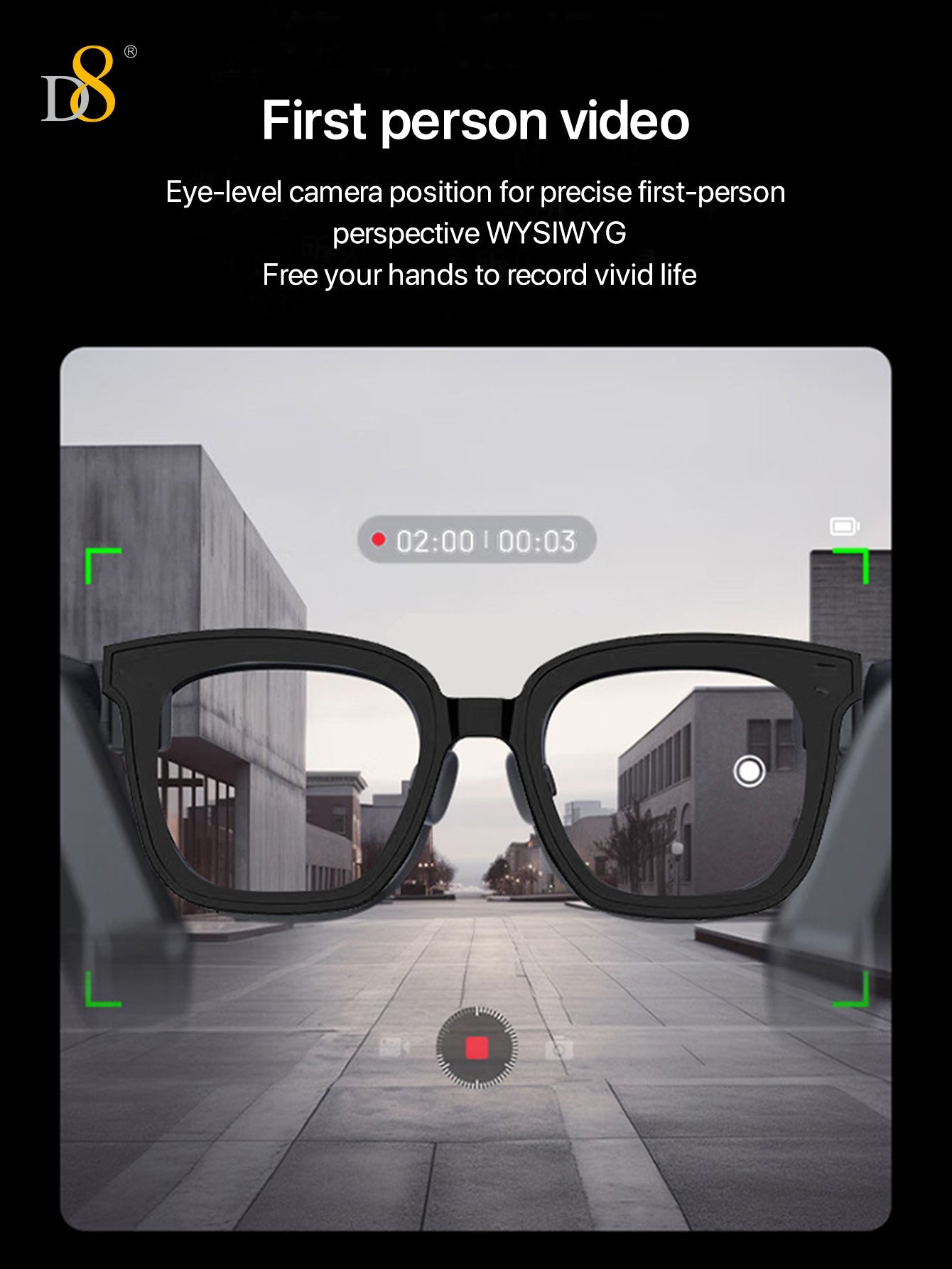 Innovative Smart Glasses with HD Stereo Sound and First-Person Video Recording