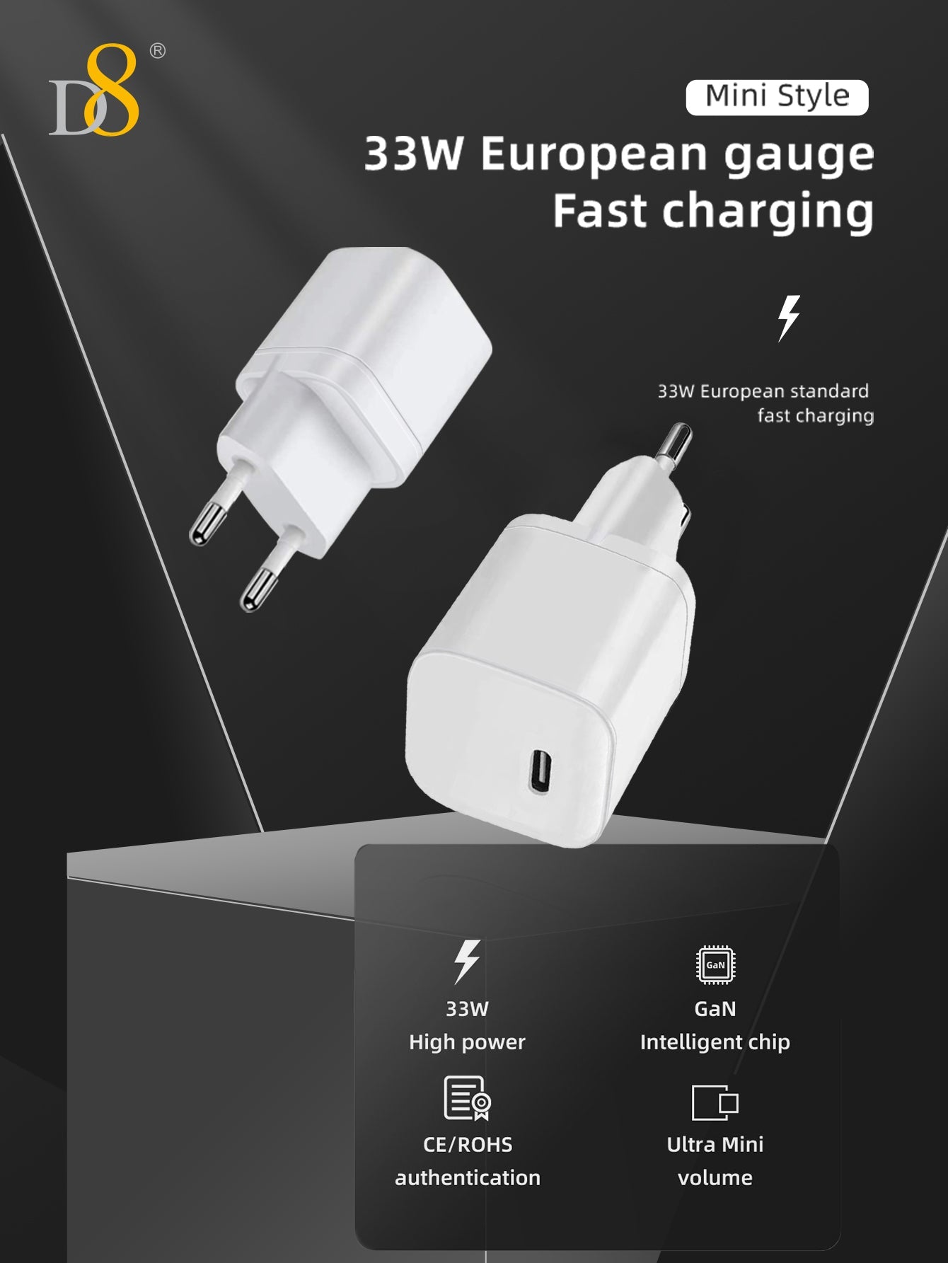 33W USB-C Wall Charger – Fast Charging for iPhone & MacBook | Dynamic8
