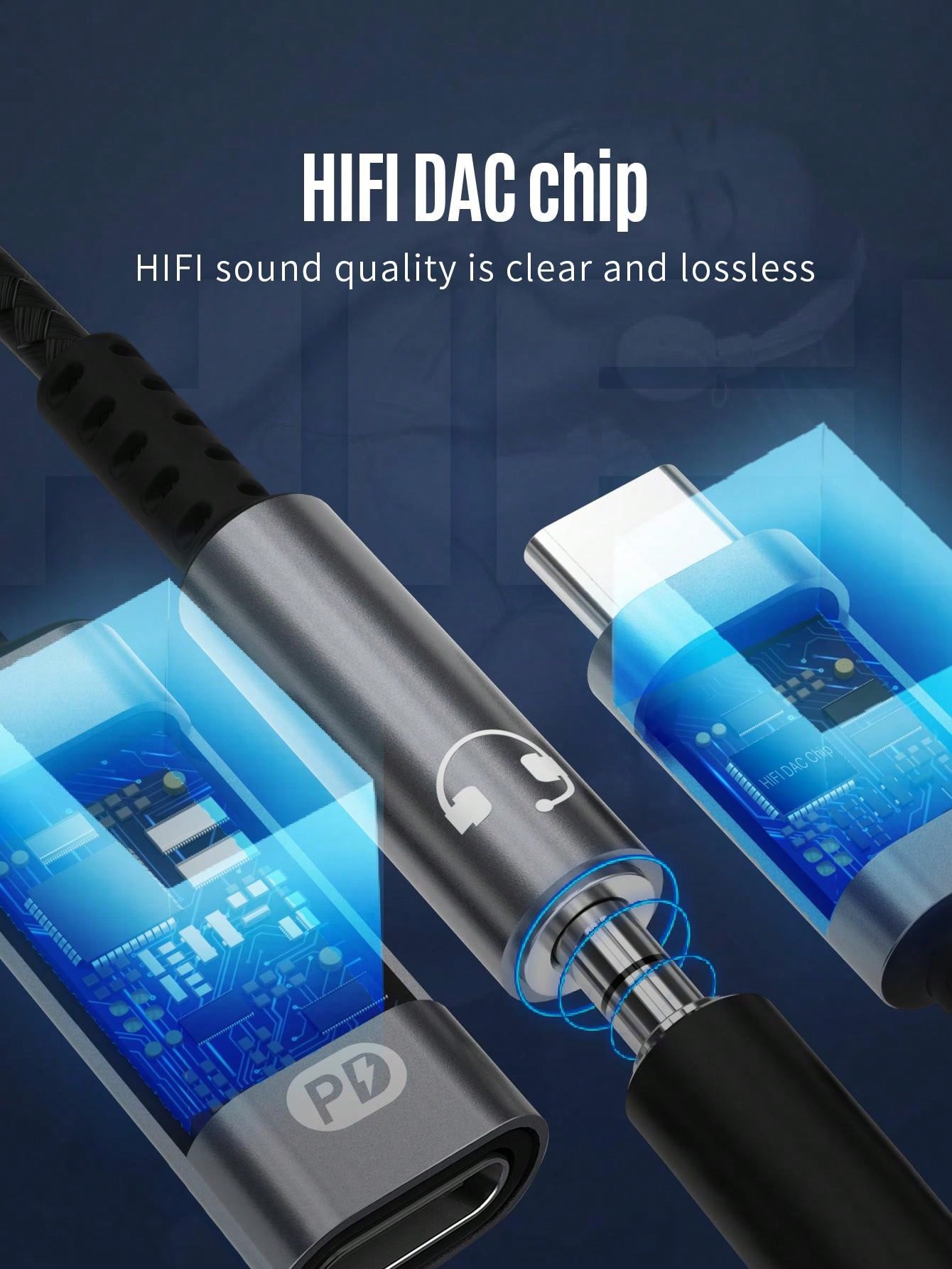 D8 USB-C to 3.5mm Adapter, 2-in-1 Audio + 60W Fast Charger for iPhone/Samsung