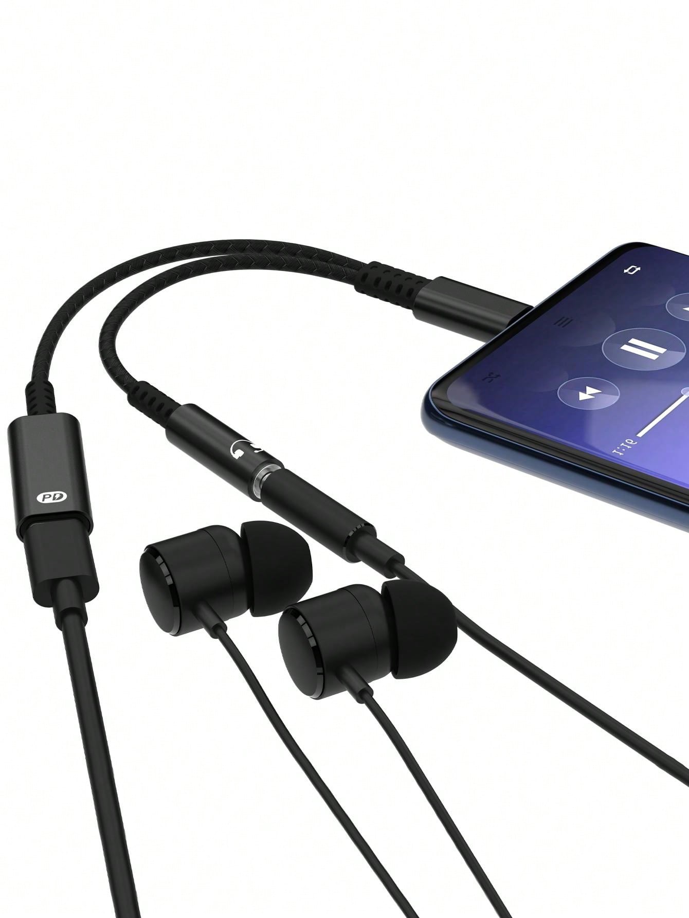 D8 USB-C to 3.5mm Adapter, 2-in-1 Audio + 60W Fast Charger for iPhone/Samsung
