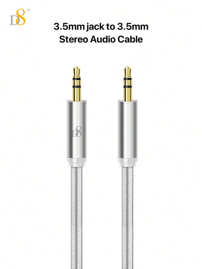 D8 1m 3.5mm Male-to-Male Aux Cable, for Cars, Headphones, Speakers & More