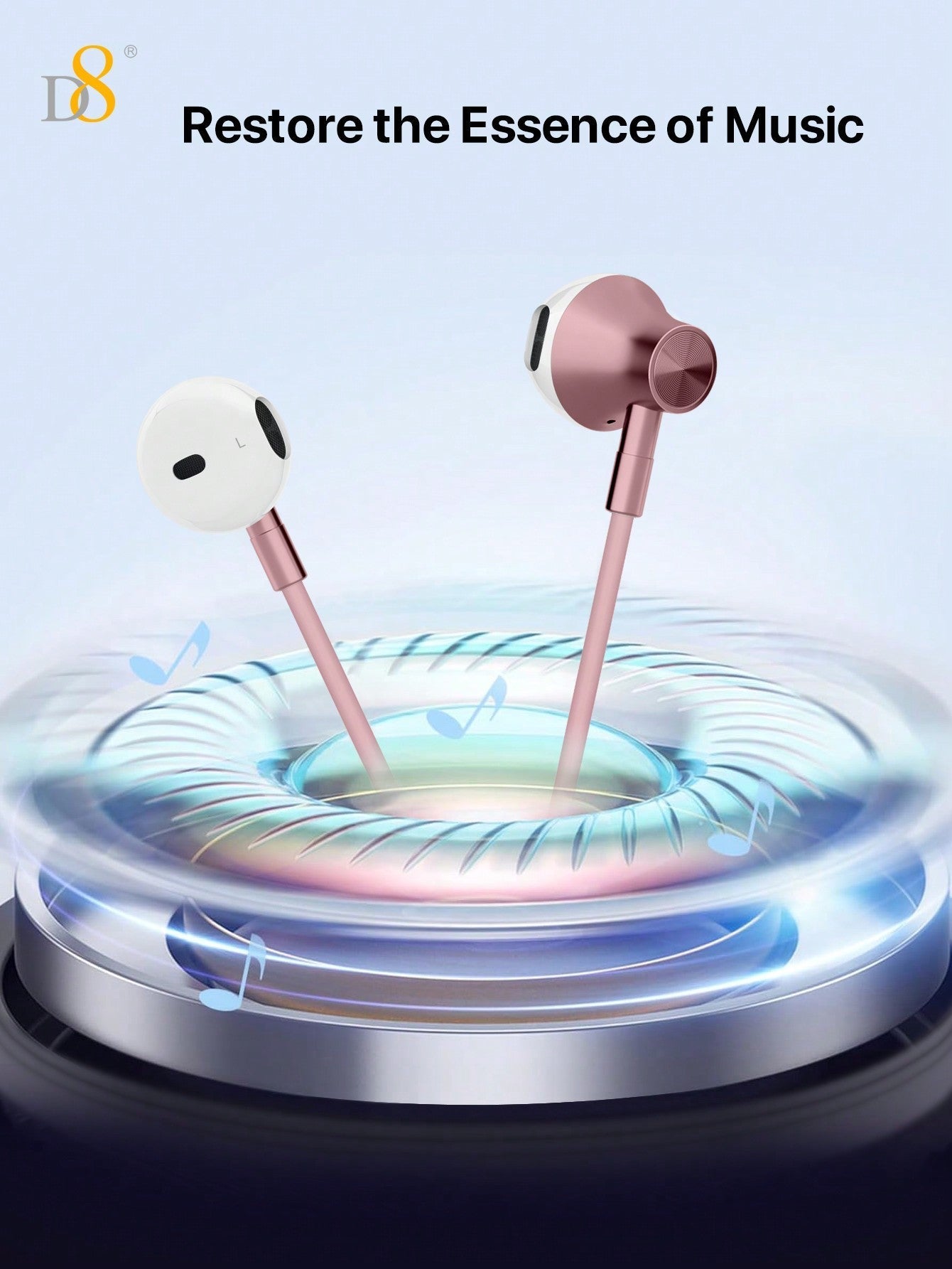 D8 USB-C Earbuds 2-Pack, Mic & Volume Control for iPhone/Galaxy/iPad