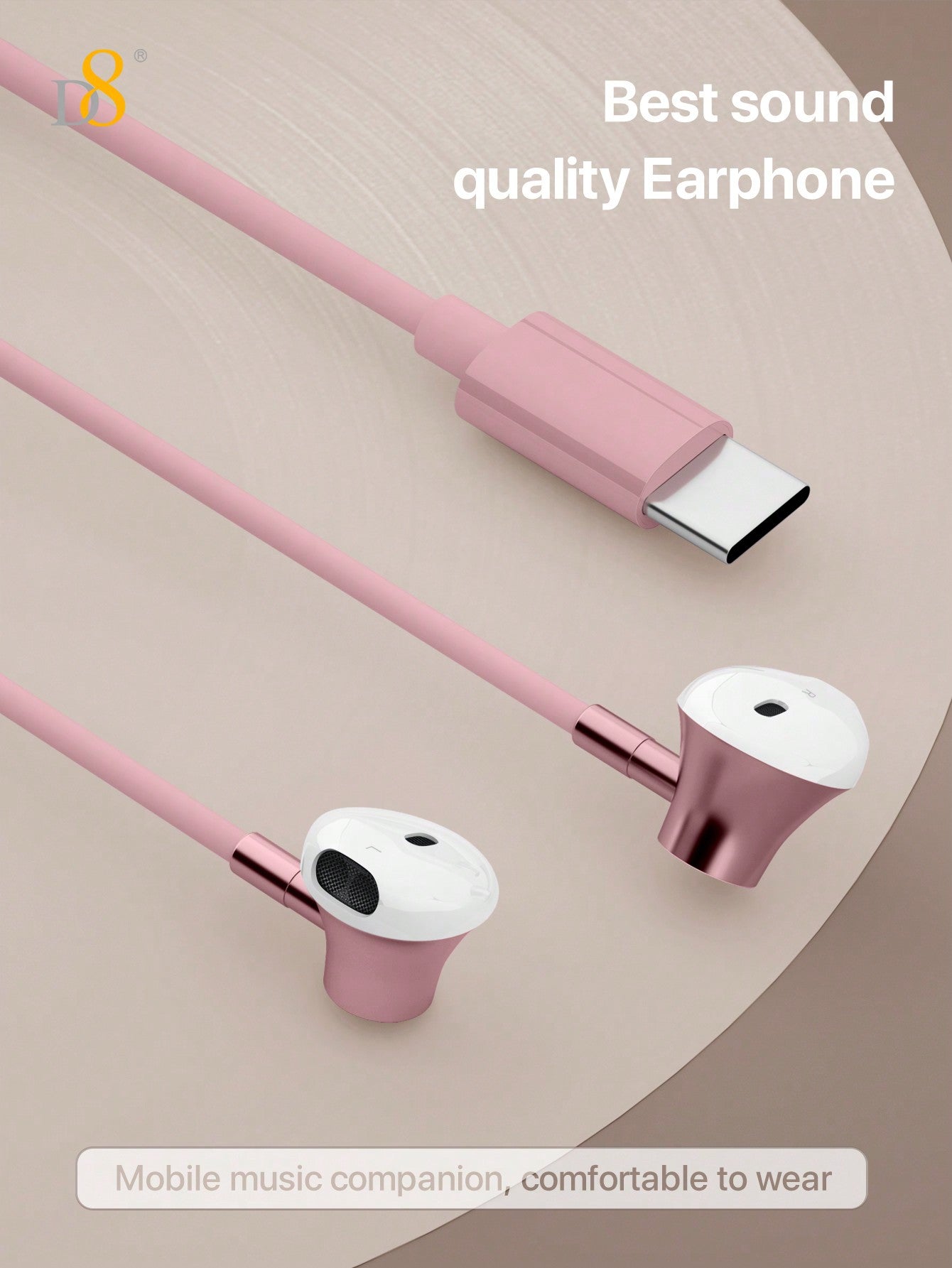 D8 USB-C Earbuds 2-Pack, Mic & Volume Control for iPhone/Galaxy/iPad