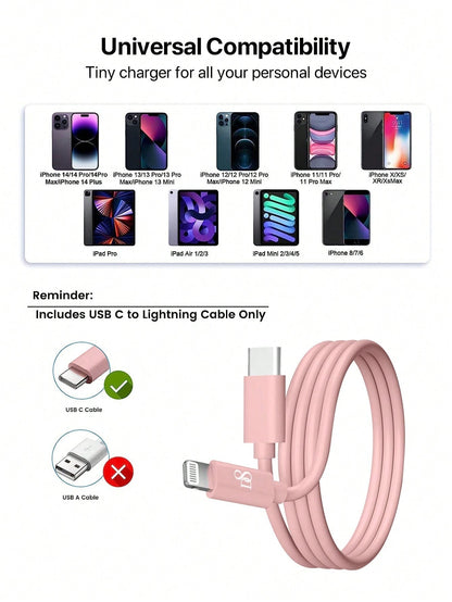 D8 2-Pack USB-C & USB-A to Lightning Charger Cable, MFi Certified, 2.4A Fast Charging, 3.3FT