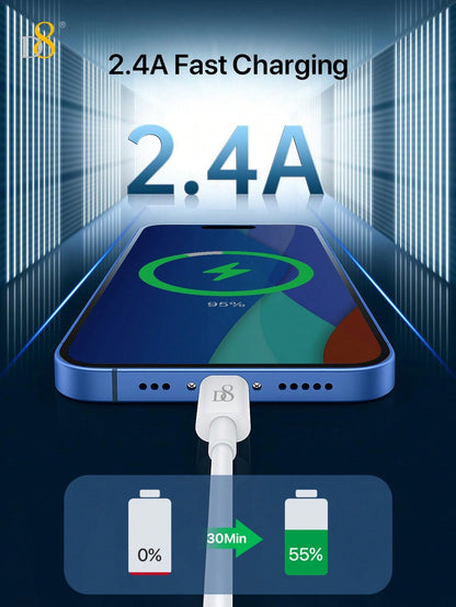 D8 1.5M MFi Certified USB A to Lightning Charger Cable, 2.4A Fast Charging