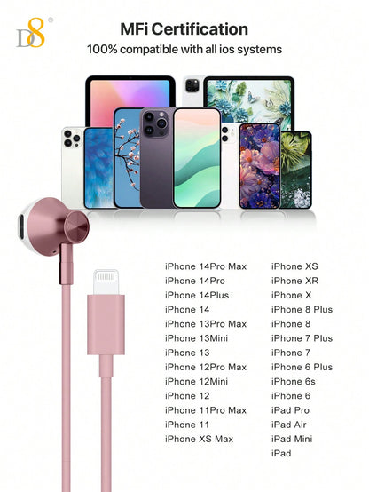 D8 USB-C Earbuds 2-Pack, Mic & Volume Control for iPhone/Galaxy/iPad