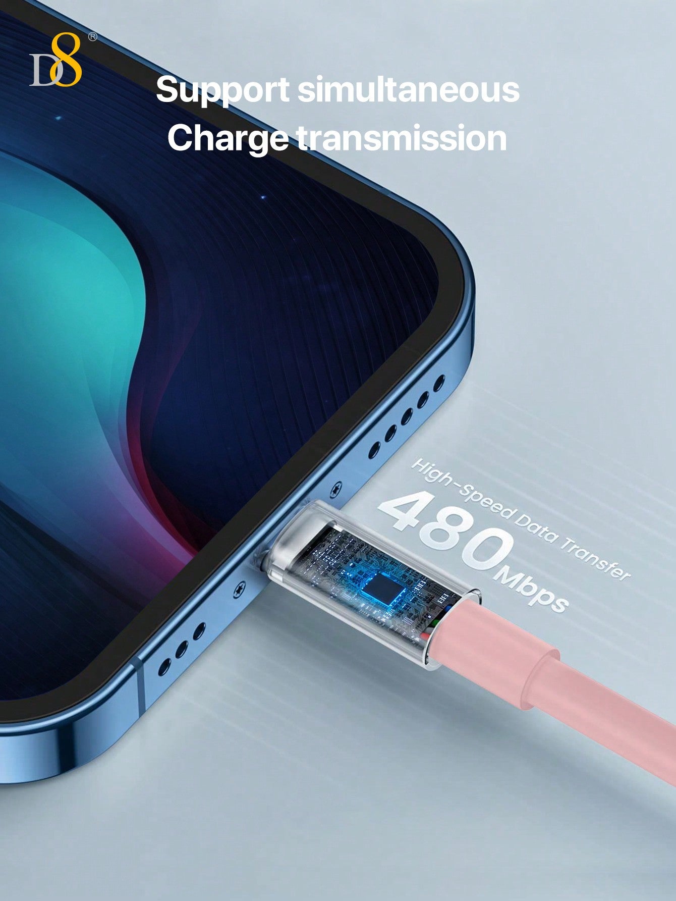D8 3-Pack USB-A to Lightning Cable, MFi Certified 2.4A Fast Charging (1M)