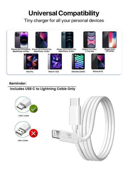 D8 25W Fast Charger & 3.3FT MFi Certified USB C Cable for iPhone & iPad