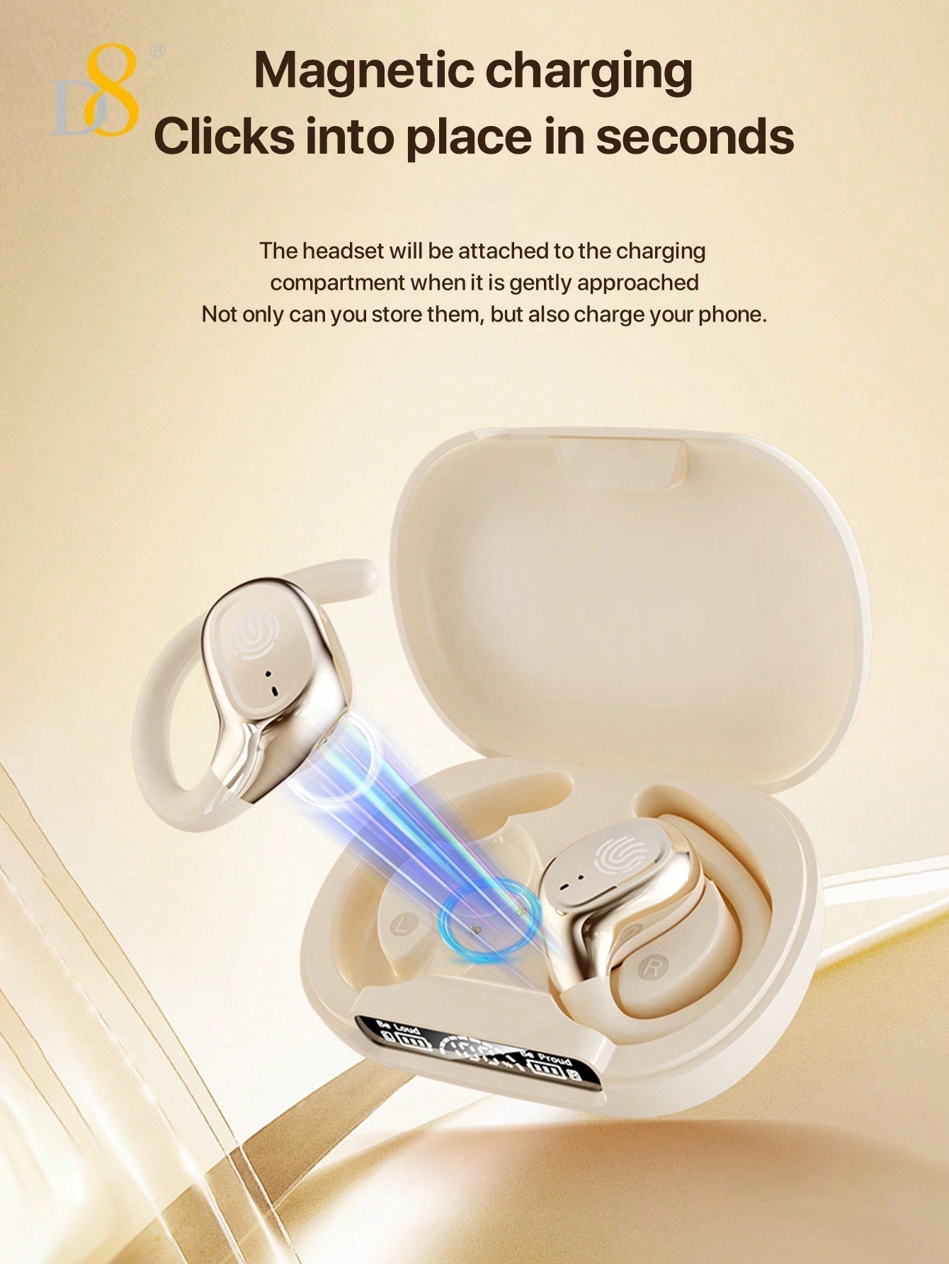 D8 Wireless Sport Earbuds, Noise-Canceling Mic, 72H Battery, HiFi Sound, USB-C