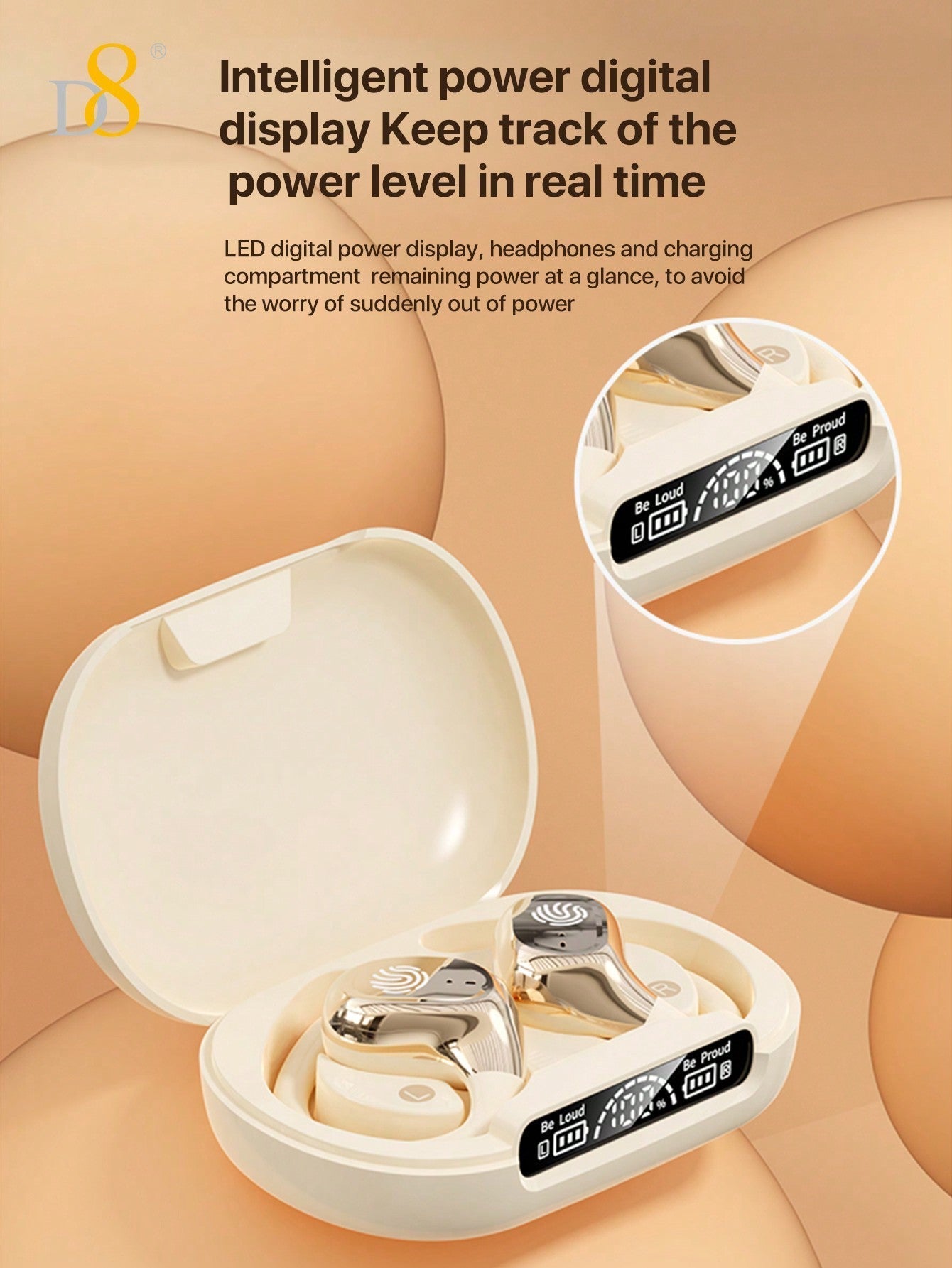 D8 Wireless Sport Earbuds, Noise-Canceling Mic, 72H Battery, HiFi Sound, USB-C