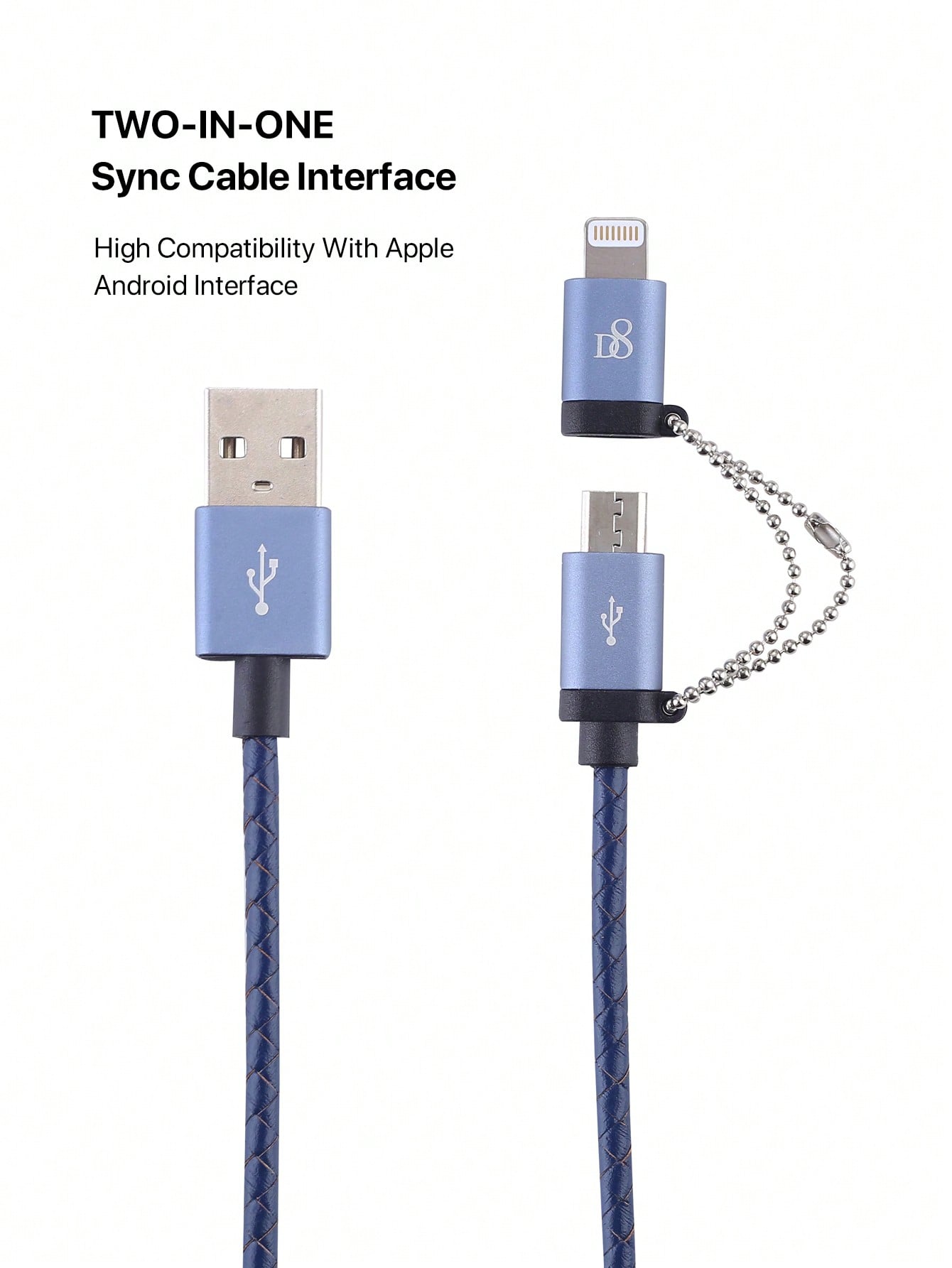 D8 DIY Handmade Beaded MFi Certified 2-in-1 iPhone & Micro USB Charger Cable